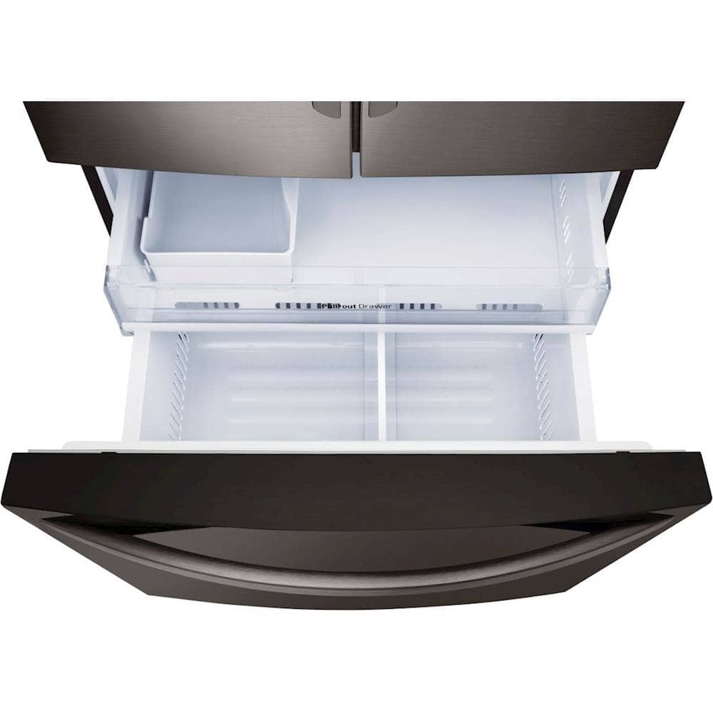 Alt View 3. LG - 22.1 Cu. Ft. French Door Counter-Depth Smart Refrigerator with External Tall Ice and Water - Black Stainless Steel.