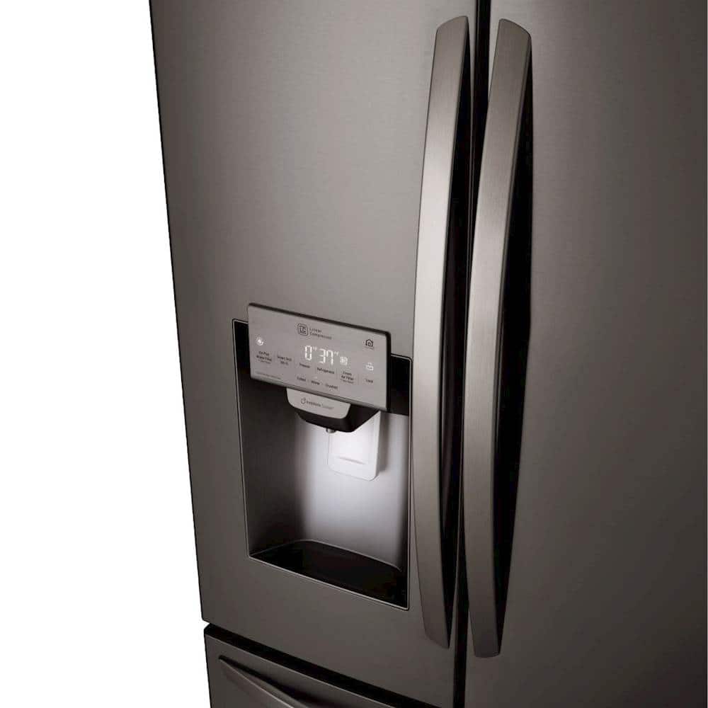 Alt View 5. LG - 22.1 Cu. Ft. French Door Counter-Depth Smart Refrigerator with External Tall Ice and Water - Black Stainless Steel.