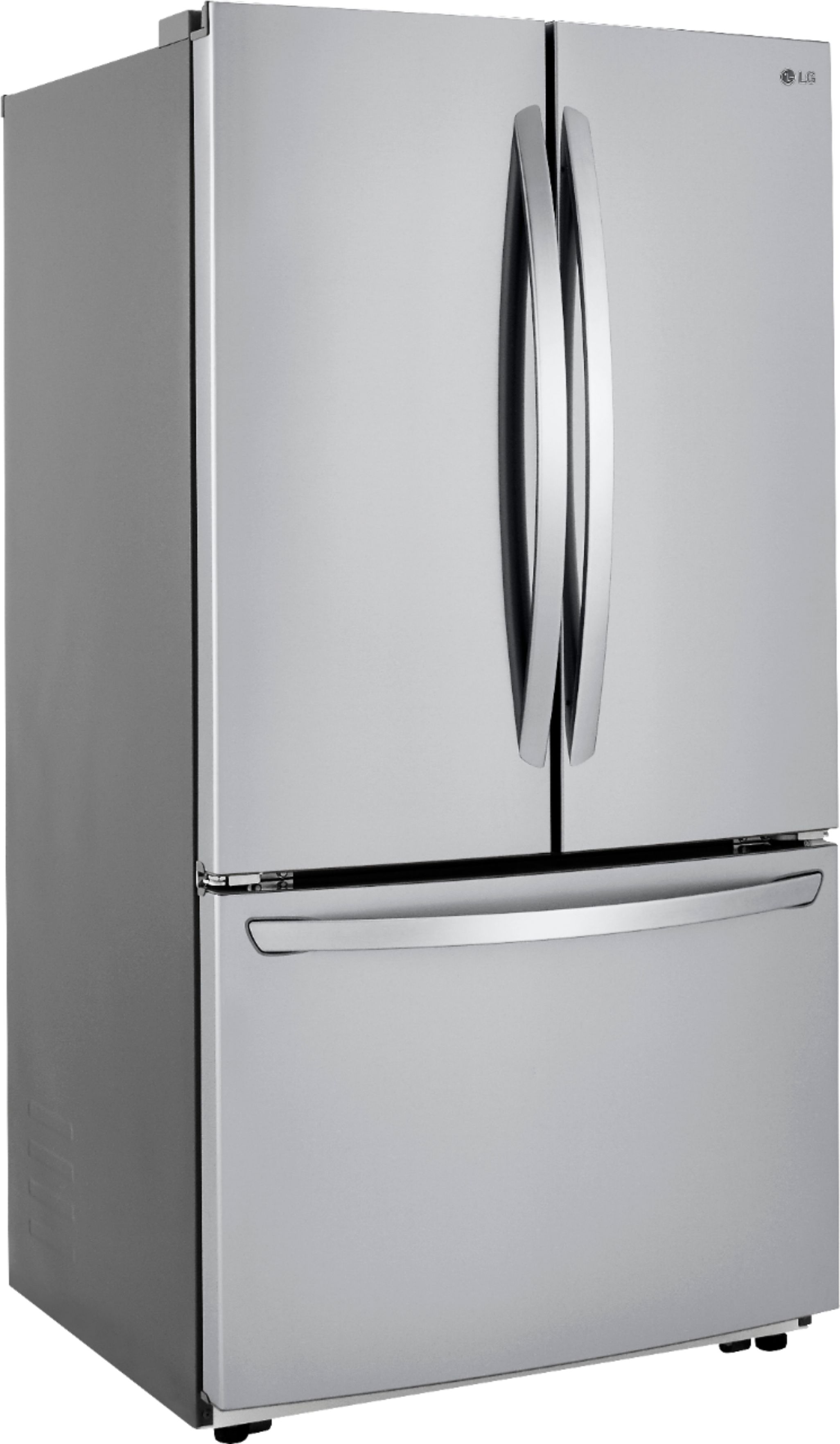 Angle View: LG - 22.8 Cu. Ft. French Door Counter-Depth Refrigerator - Stainless steel