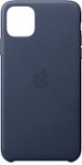 Front. Apple - iPhone 11 Pro Max Leather Case - Midnight Blue.