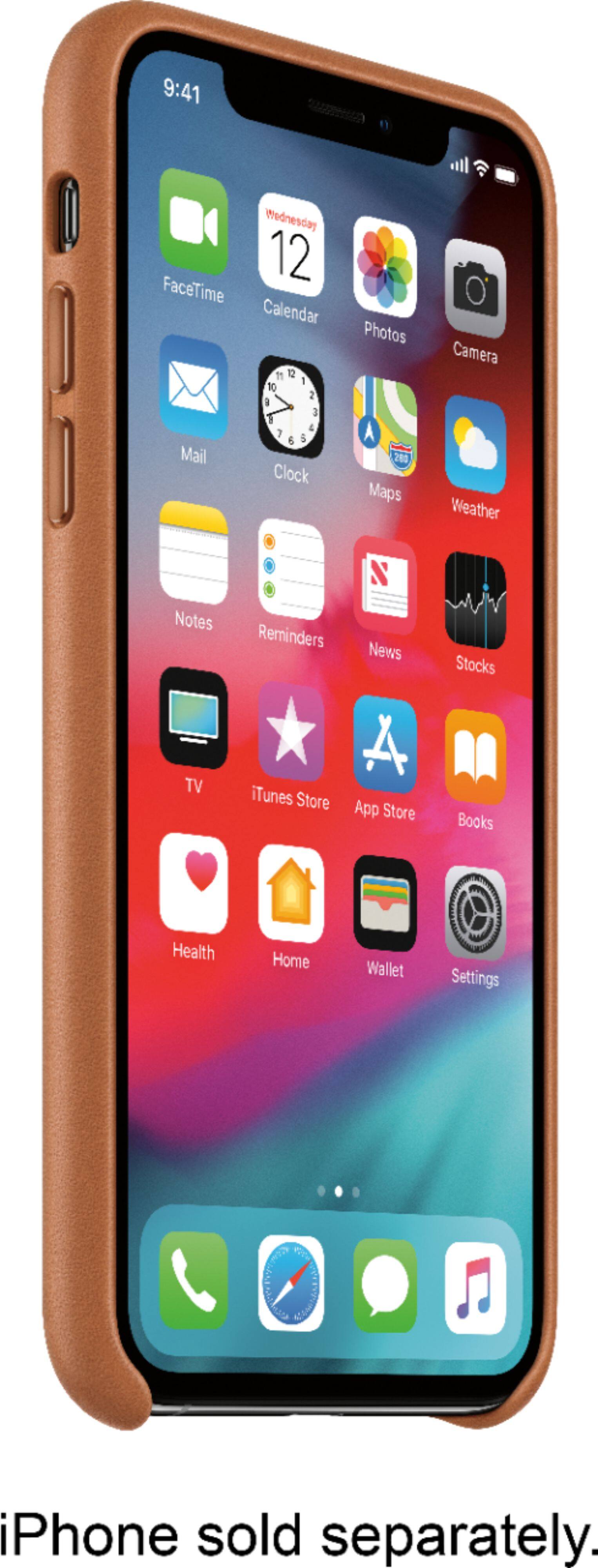 Alt View 12. Apple - iPhone® XS Leather Case - Saddle Brown.