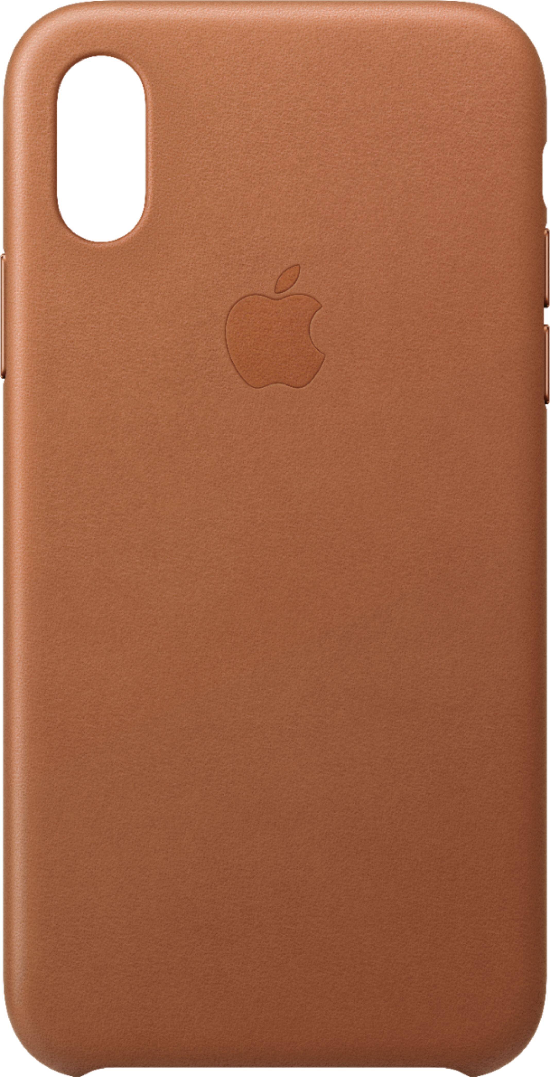 Alt View 1. Apple - iPhone® XS Leather Case - Saddle Brown.