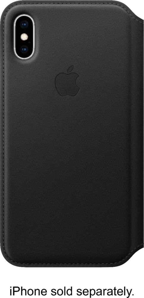 apple - iphone xs leather folio - black apple - iphone xs leather folio - black