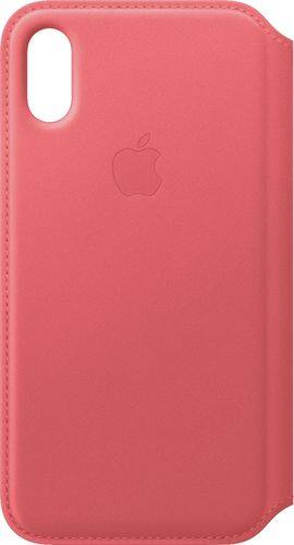 Apple - iPhone® XS Leather Folio - Peony Pink-Front_Standard 