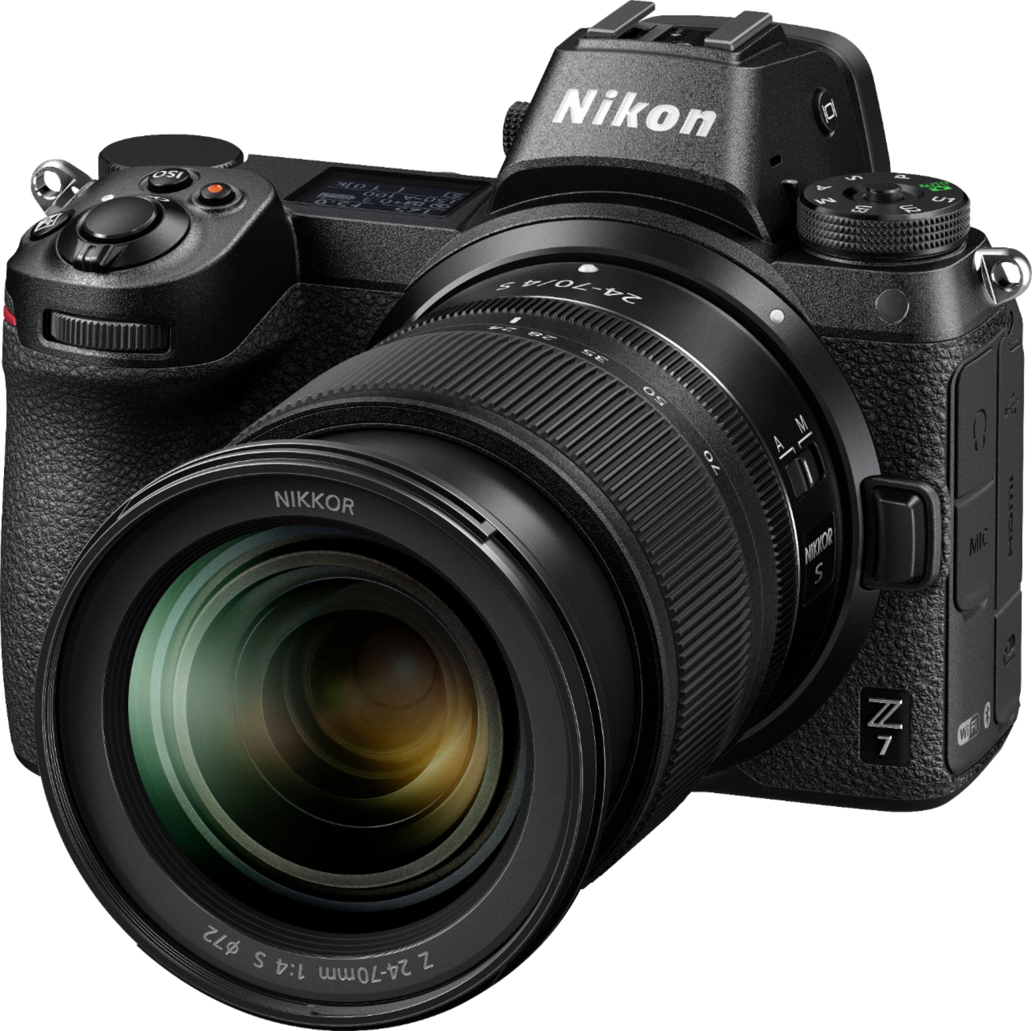 Left View: Nikon - Z7 Mirrorless 4k Video Camera with NIKKOR Z 24-70mm Lens - Black