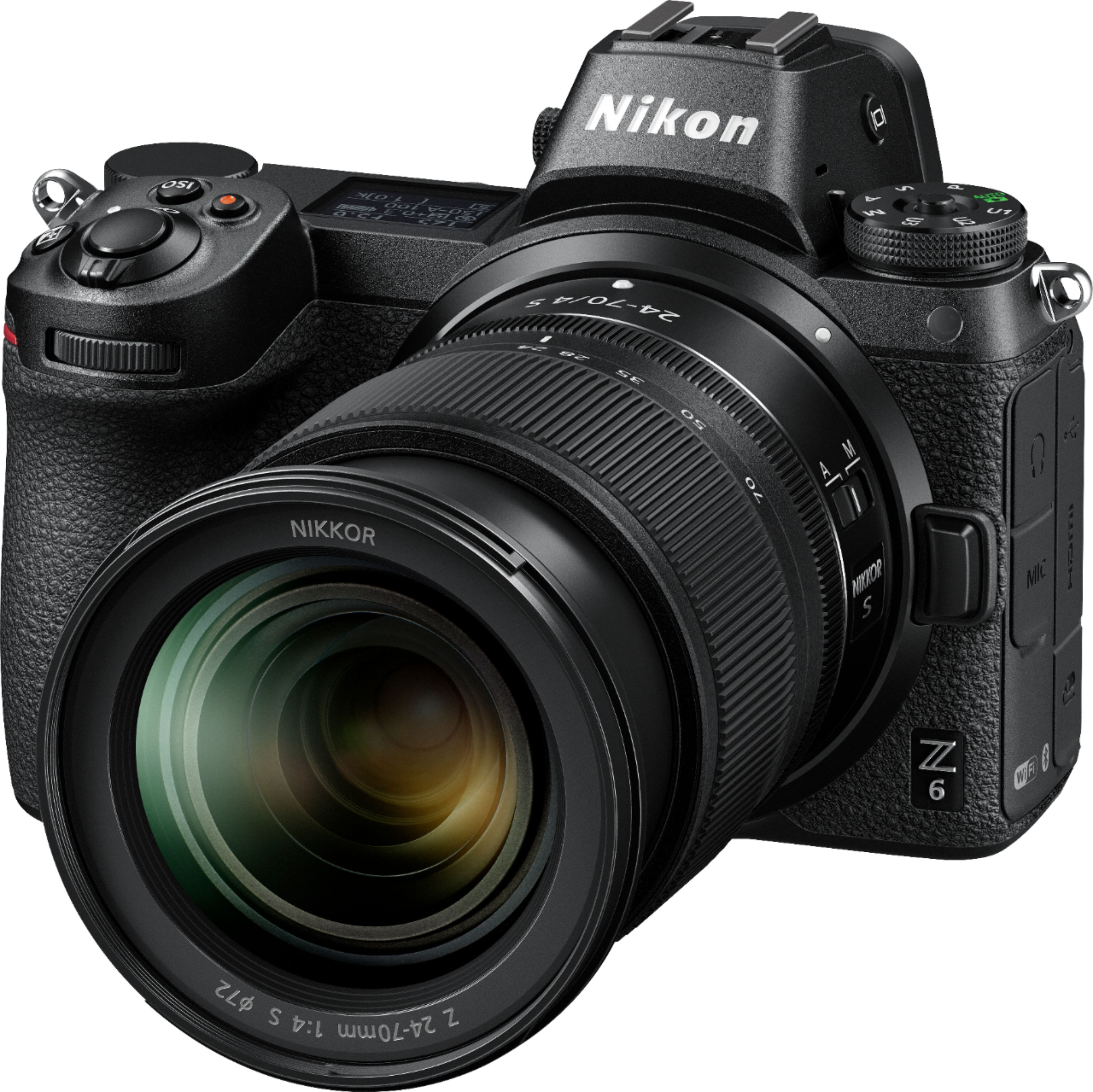 Left View: Nikon - Z6 Mirrorless 4K Video Camera with NIKKOR Z 24-70mm Lens - Black