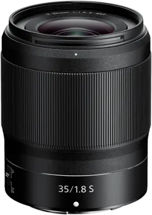 Front. Nikon - NIKKOR Z 35mm f/1.8 S Standard Prime Lens for Nikon Z Cameras - Black.
