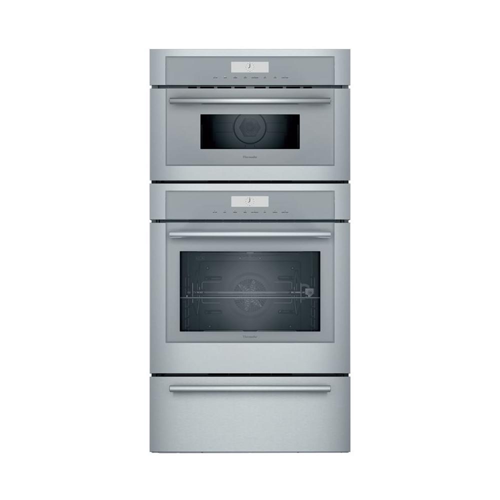 Thermador - Masterpiece Series 30" Built-In Double Electric Convection Wall Oven with Built-In Speed Microwave and Warming Drawer - Stainless steel