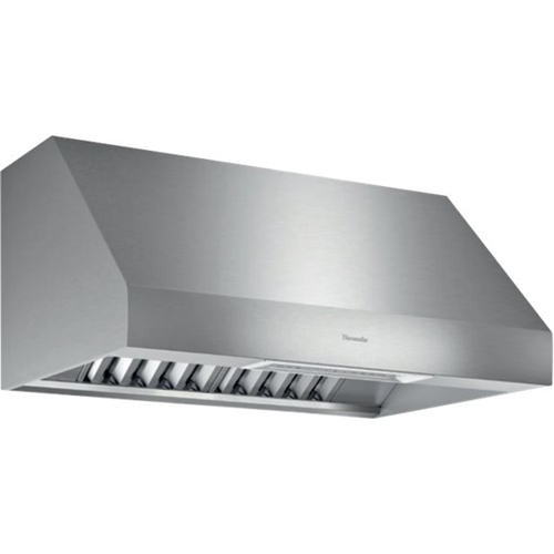 Left View: Thermador - MASTERPIECE SERIES 48" Convertible Range Hood - Stainless steel