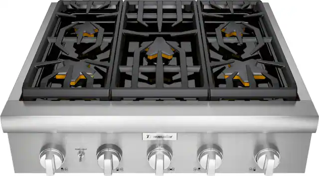 Front. Thermador - Professional Series 30" Built-In Gas Cooktop with 5 Pedestal Star Burners - Stainless Steel.