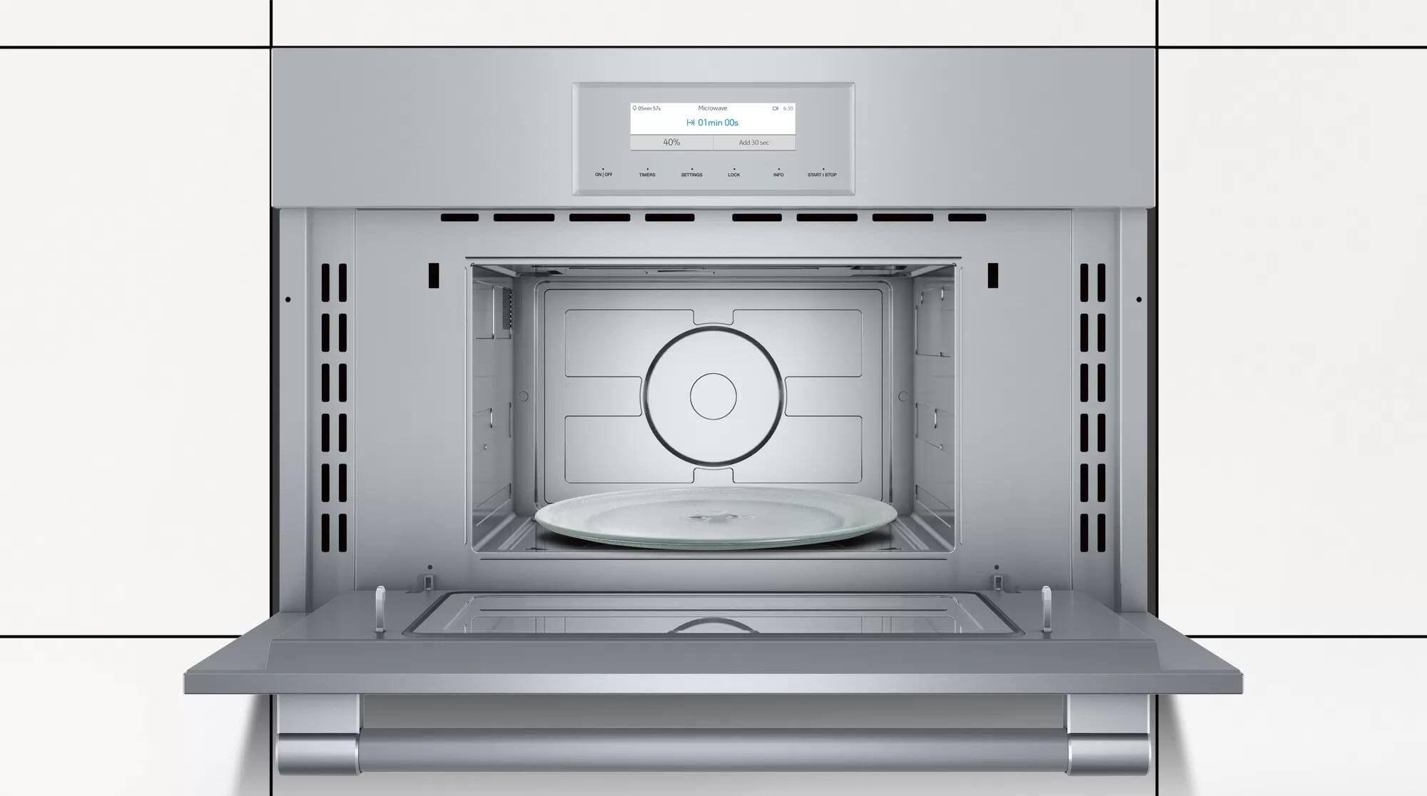 Alt View 2. Thermador - Professional Series 30" Built-In Electric Convection Wall Oven with Built-In Microwave - Stainless Steel.