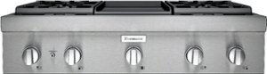Thermador - Professional 36" Built-In Gas Cooktop with 4 Pedestal Star Burners and Griddle - Silver - Front_Zoom