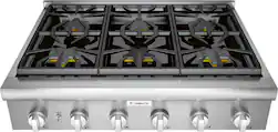 Thermador - Professional Series 36" Built-In Gas Rangetop with 6 Pedestal Star Burners - Stainless Steel - Front_Zoom