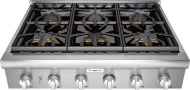 Thermador - Professional Series 36" Built-In Gas Cooktop with 6 Pedestal Star Burners - Stainless steel - Front_Zoom