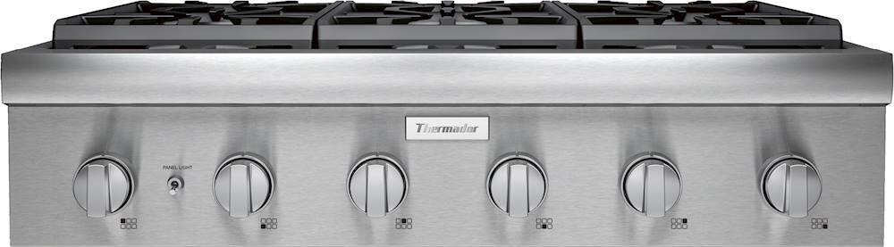 Alt View 11. Thermador - Professional Series 36" Built-In Gas Cooktop with 6 Pedestal Star Burners - Stainless Steel.
