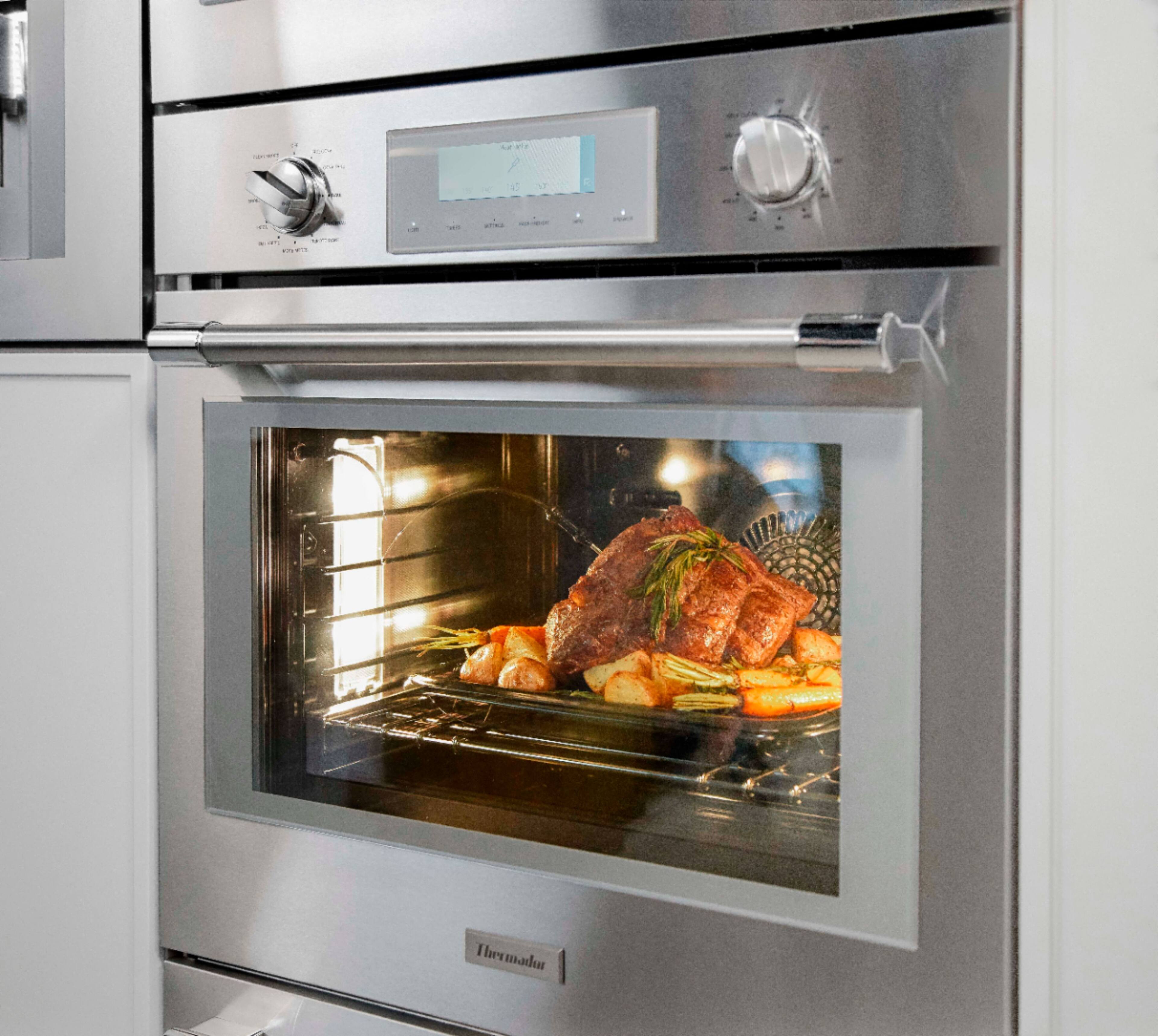 Left. Thermador - Professional Series 30" Built-In Single Electric Convection Wall Oven with Wifi - Stainless Steel.