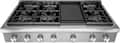 Thermador - Professional 48" Gas Rangetop with 6 Pedestal Star Burners, Griddle and LP Conversion - Silver