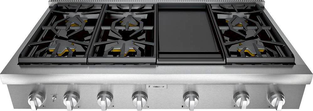 Thermador - Professional 48" Built-In Gas Rangetop with 6 Pedestal Star Burners and Griddle - Silver