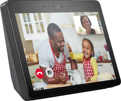 Front. Amazon - Echo Show (2nd Gen) - Smart Speaker with Alexa and built in smart home Hub - Charcoal.