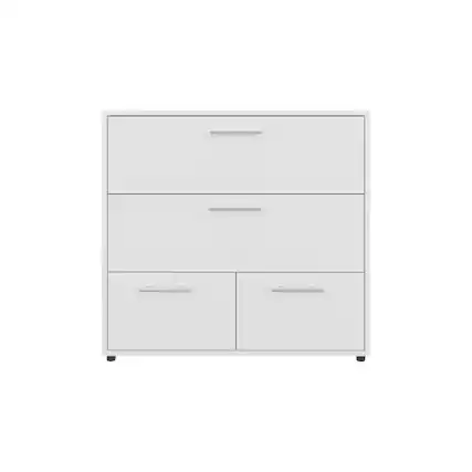 Front. TuHome - Alpine Wide Four Drawer Dresser, Bedroom Storage - White.