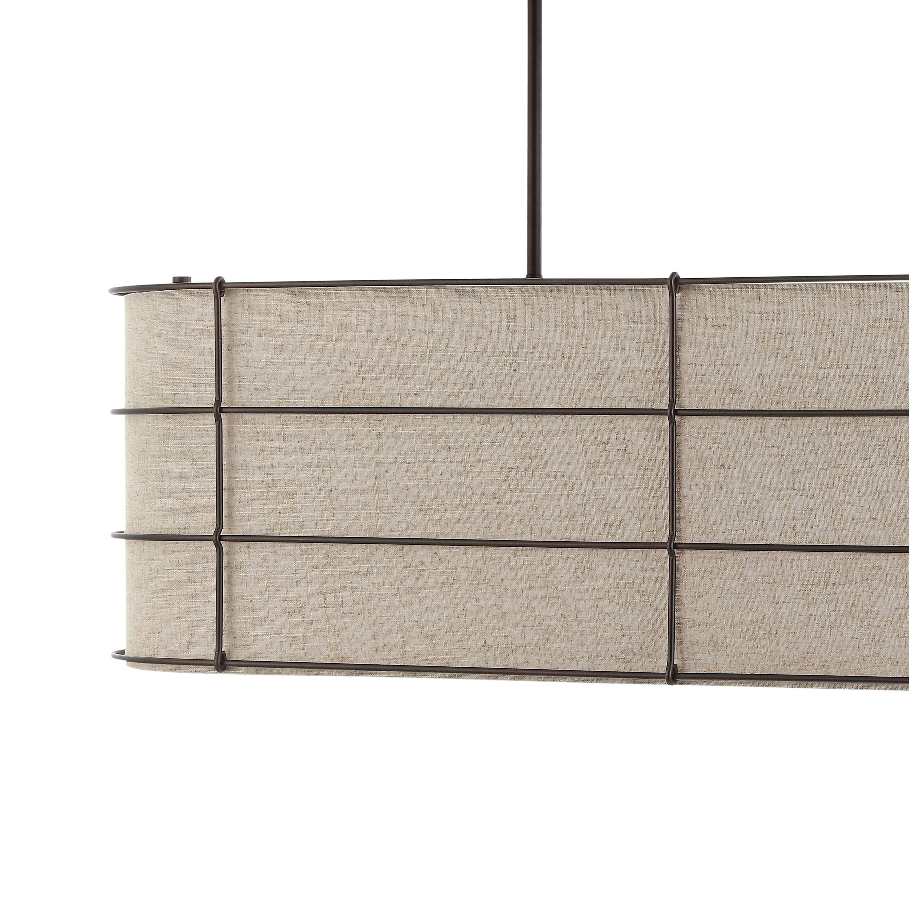 Alt View 4. Jonathan Y - Chadwick 42" 4-Light Rustic Farmhouse Iron Linear LED Pendant, Oil Rubbed Bronze - Light Brown/Oil Rubbed Bronze.