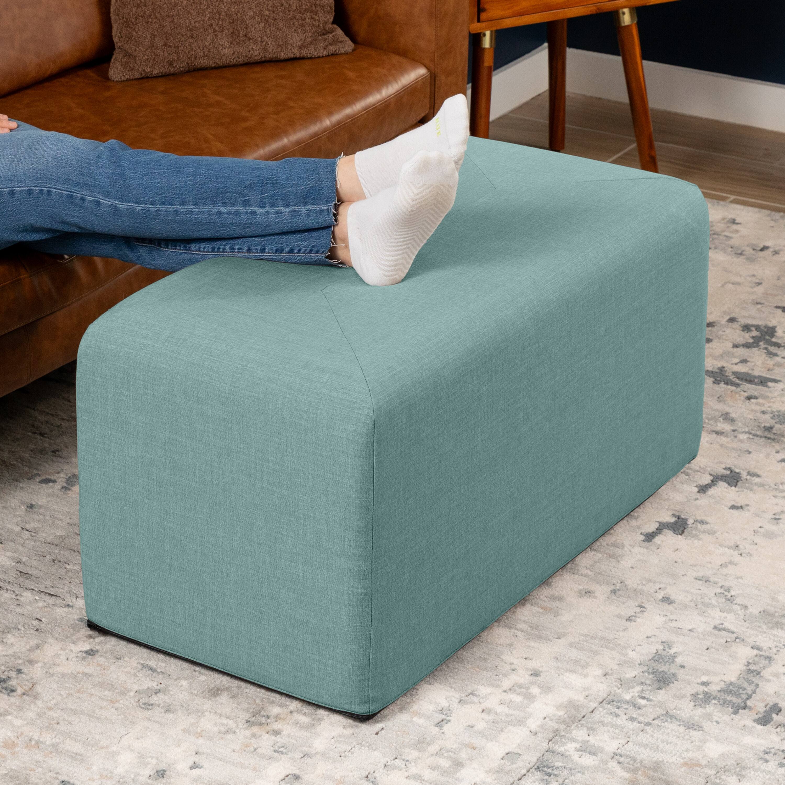 Angle. Jaxx - Jaxx Monroe Large Rectangular Foam Ottoman / Coffee Table, (36 x 18), Lagoon - Lagoon.