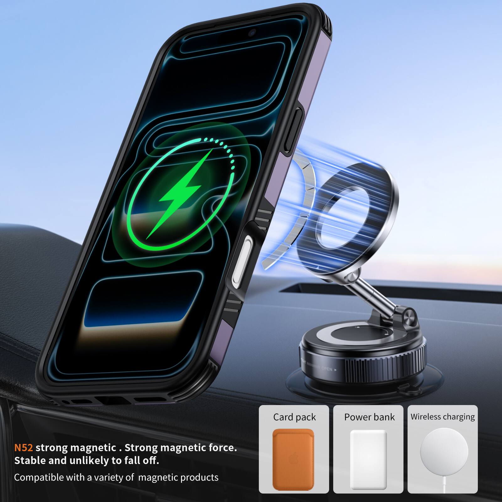 CPEN Card pack Power bank Wireless charging N52 strong magnetic - Strong magnetic force. Stable and unlikely to fall off. Compatible with a variety of magnetic products