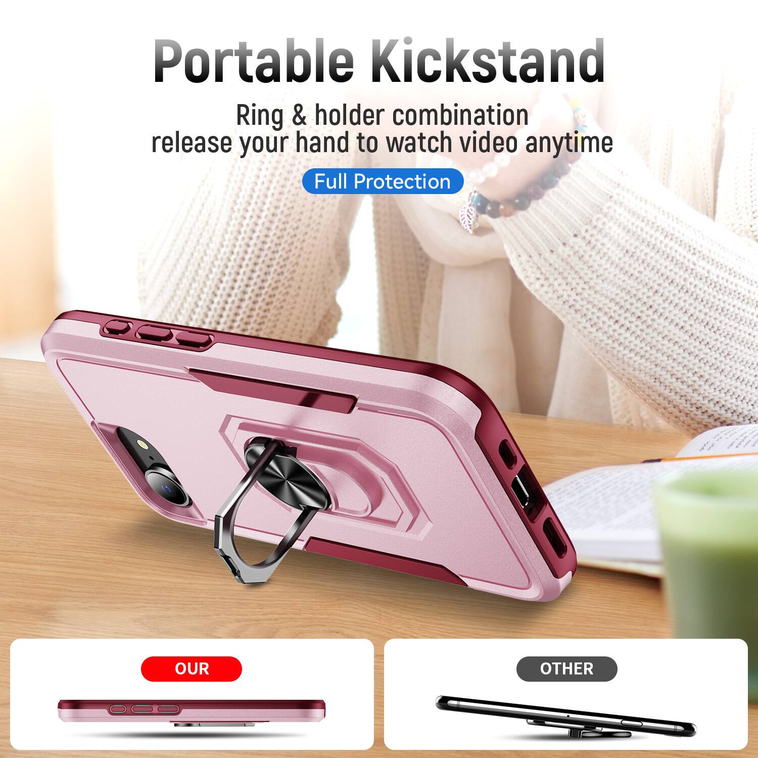 Portable Kickstand  
Ring & holder combination release your hand to watch video anytime  
Full Protection  

OUR  
OTHER