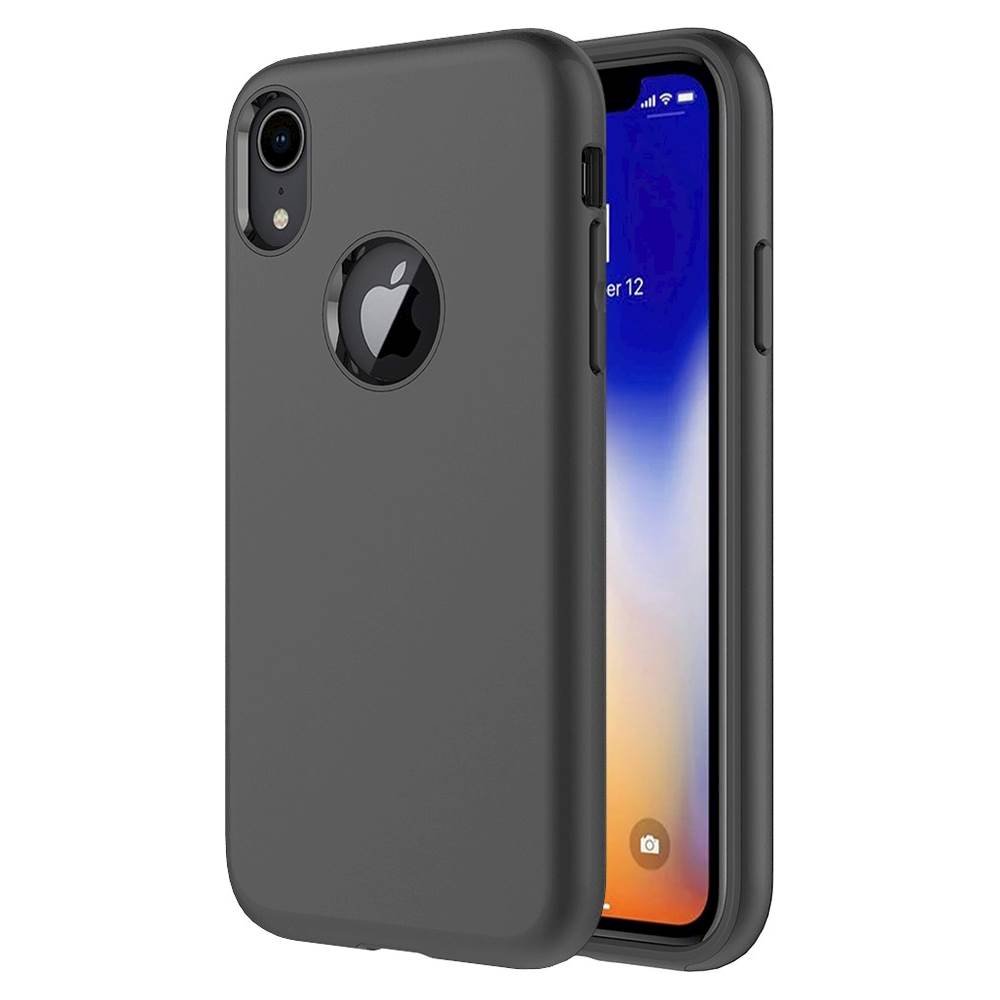 onlycase series classic case with glass screen protector for apple iphone xr - black