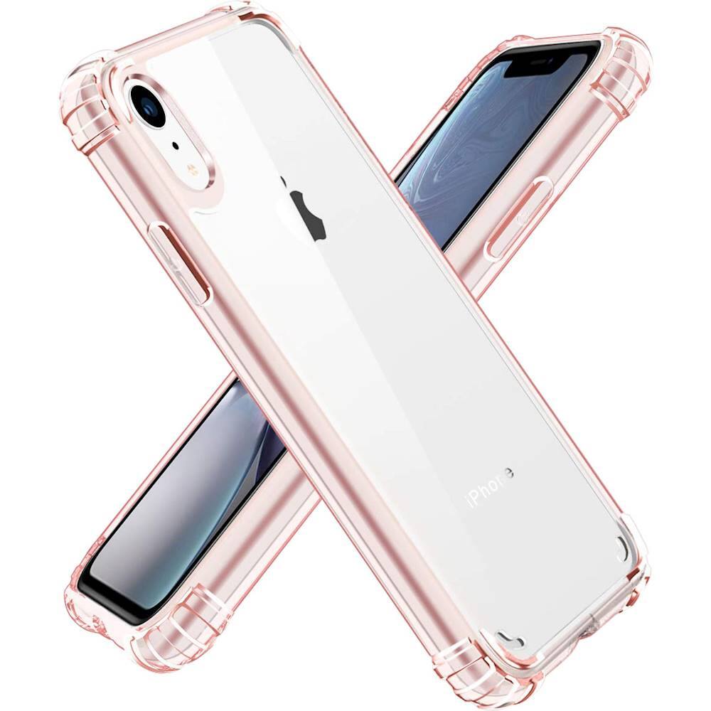 case with glass screen protector for apple iphone xr - rose gold clear case with glass screen protector for apple iphone xr - rose gold clear
