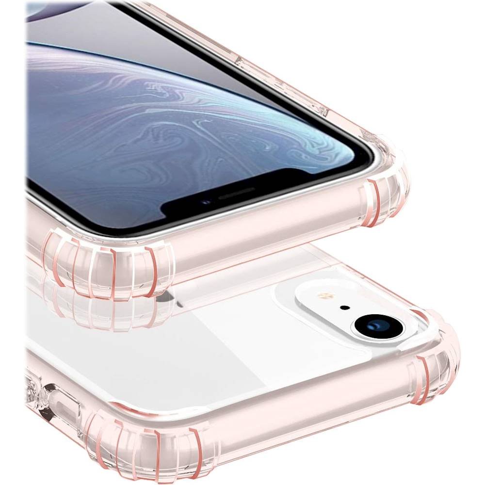 case with glass screen protector for apple iphone xr - rose gold clear
