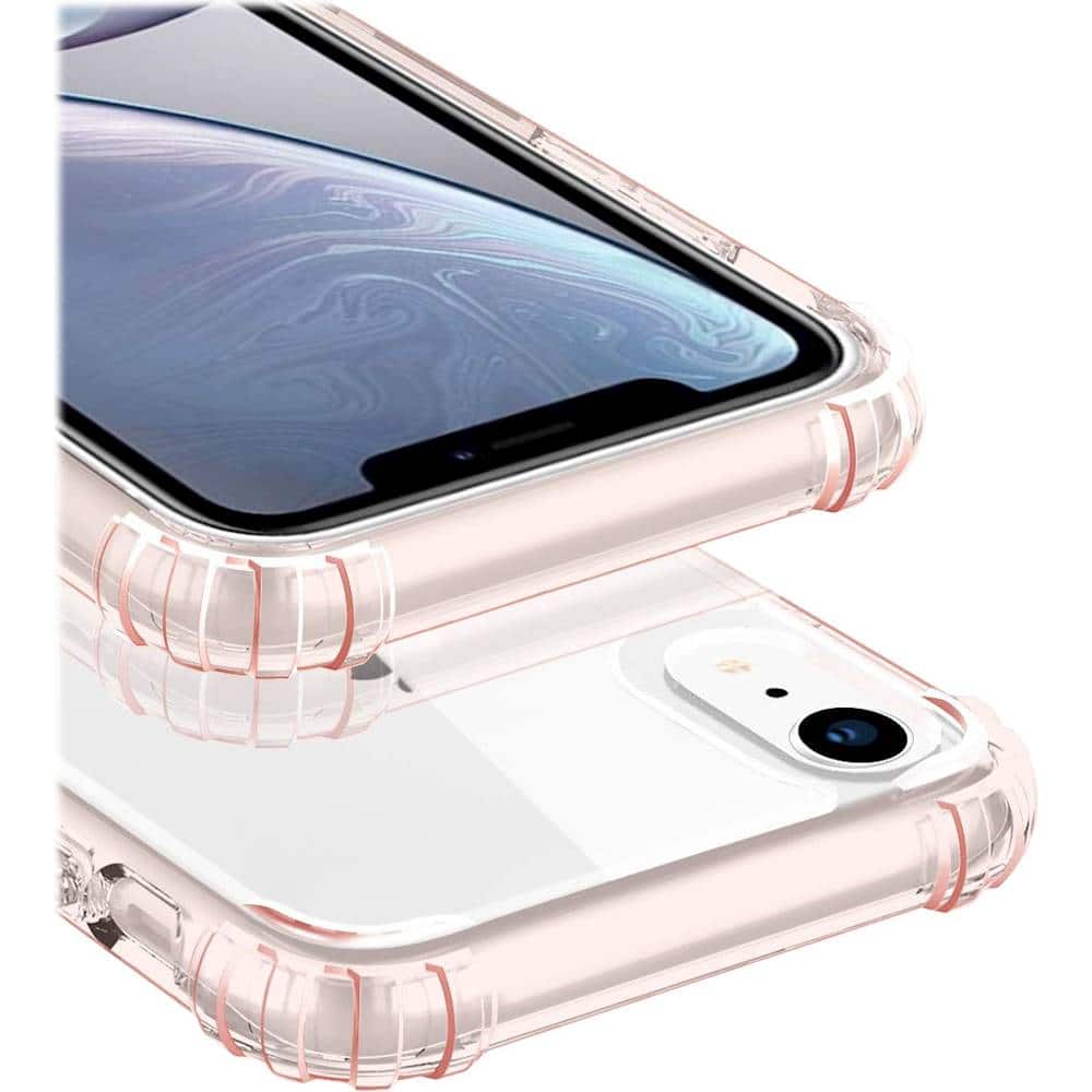 case with glass screen protector for apple iphone xr - rose gold clear case with glass screen protector for apple iphone xr - rose gold clear
