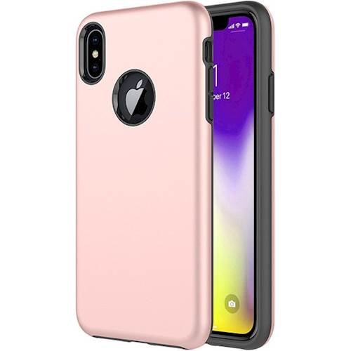 classic case with glass screen protector for apple iphone xs max - rose gold