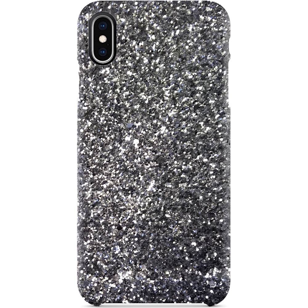 sparkle case with glass screen protector for apple iphone xr - silver