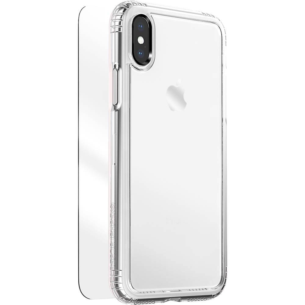 Angle. SaharaCase - Protective Kit Case with Glass Screen Protector for Apple iPhone XS Max - Crystal Clear.