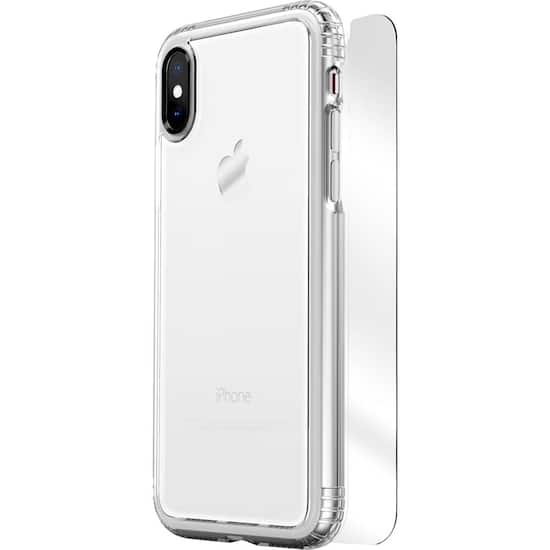 SaharaCase - Protective Kit Case with Glass Screen Protector for Apple iPhone Xs Max - Crystal Clear