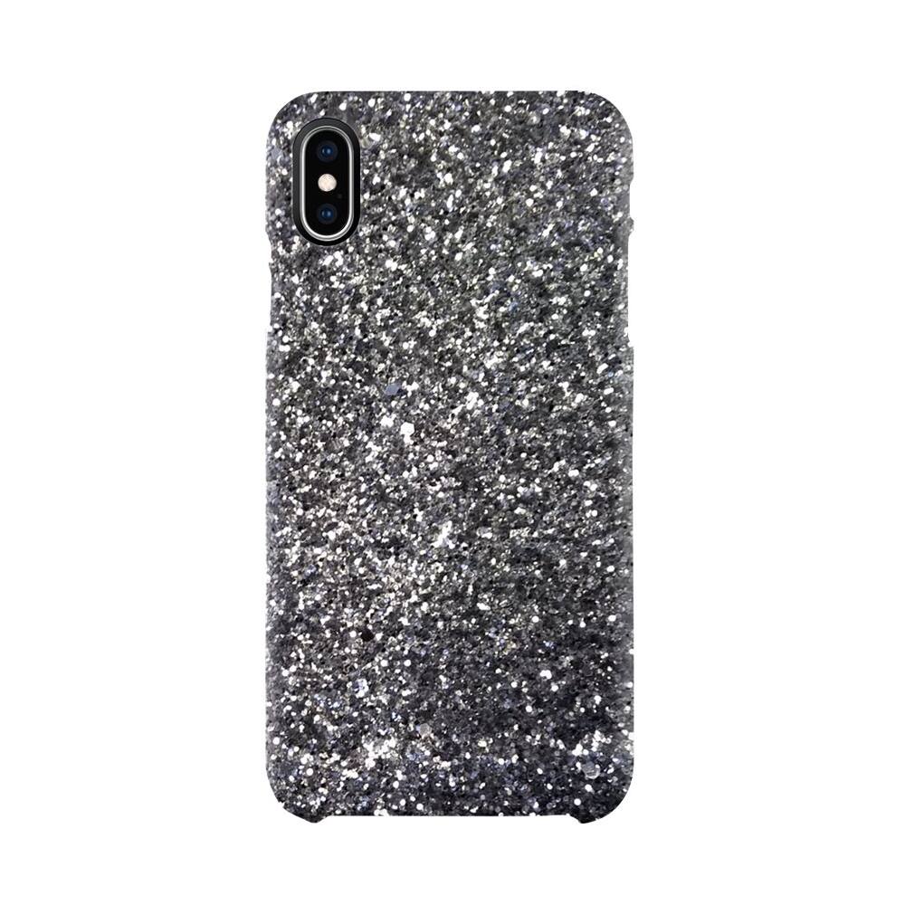 sparkle case with glass screen protector for apple iphone xs max - silver