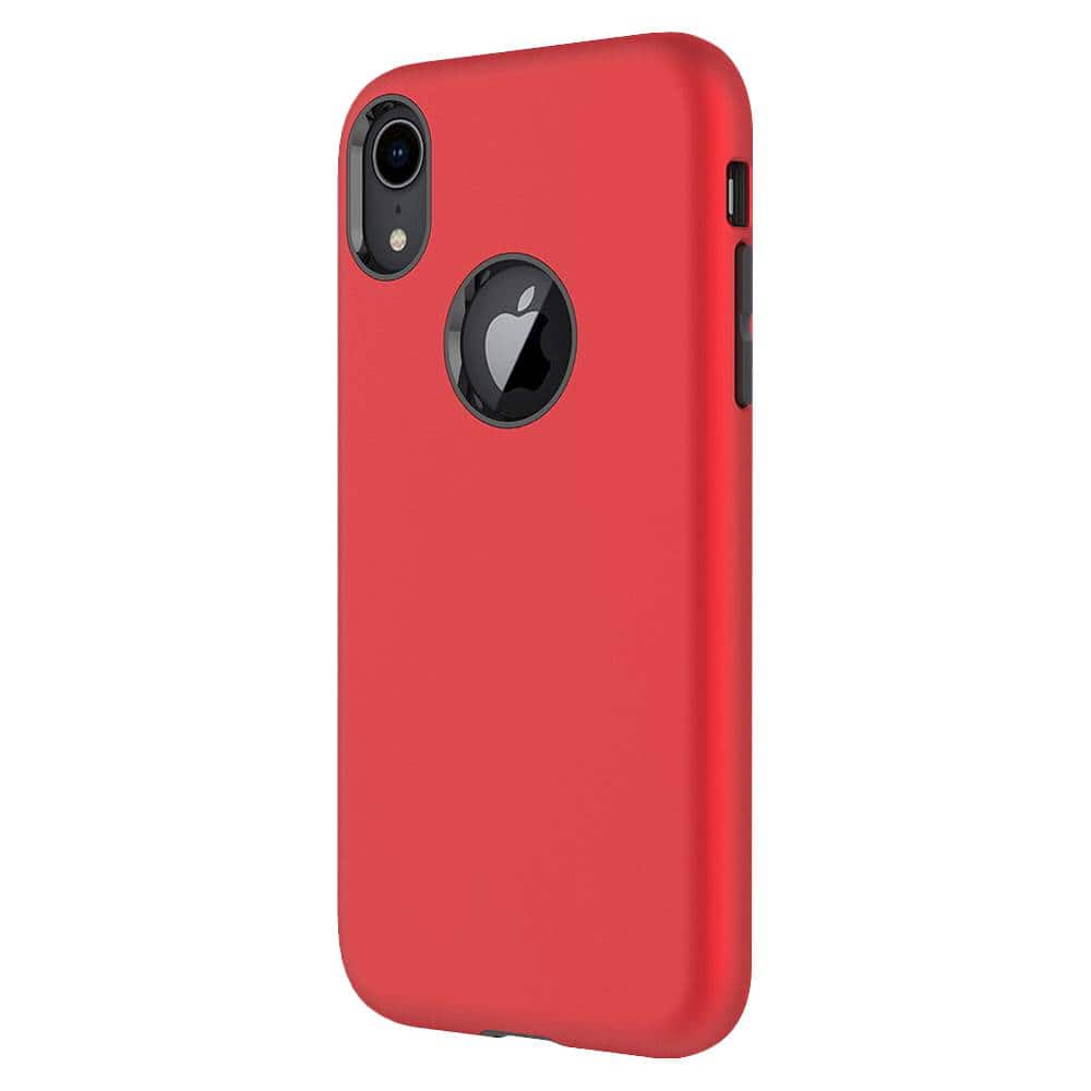 onlycase series classic case with glass screen protector for apple iphone xr - red/black onlycase series classic case with glass screen protector for apple iphone xr - red/black