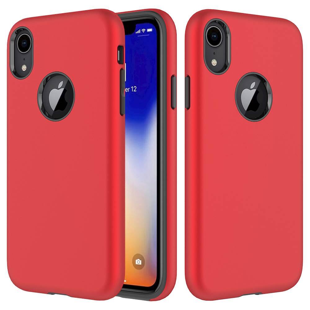 onlycase series classic case with glass screen protector for apple iphone xr - red/black onlycase series classic case with glass screen protector for apple iphone xr - red/black