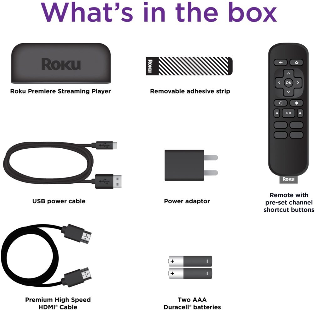 Zoom in on Alt View Zoom 13. Roku - Premiere Streaming Media Player with Premium High Speed HDMI Cable and Simple Remote - Black.