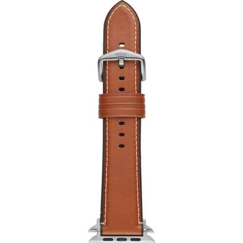 Fossil - Leather Watch Strap for Apple Watch® 42mm and 44mm - Brown-Angle_Standard 