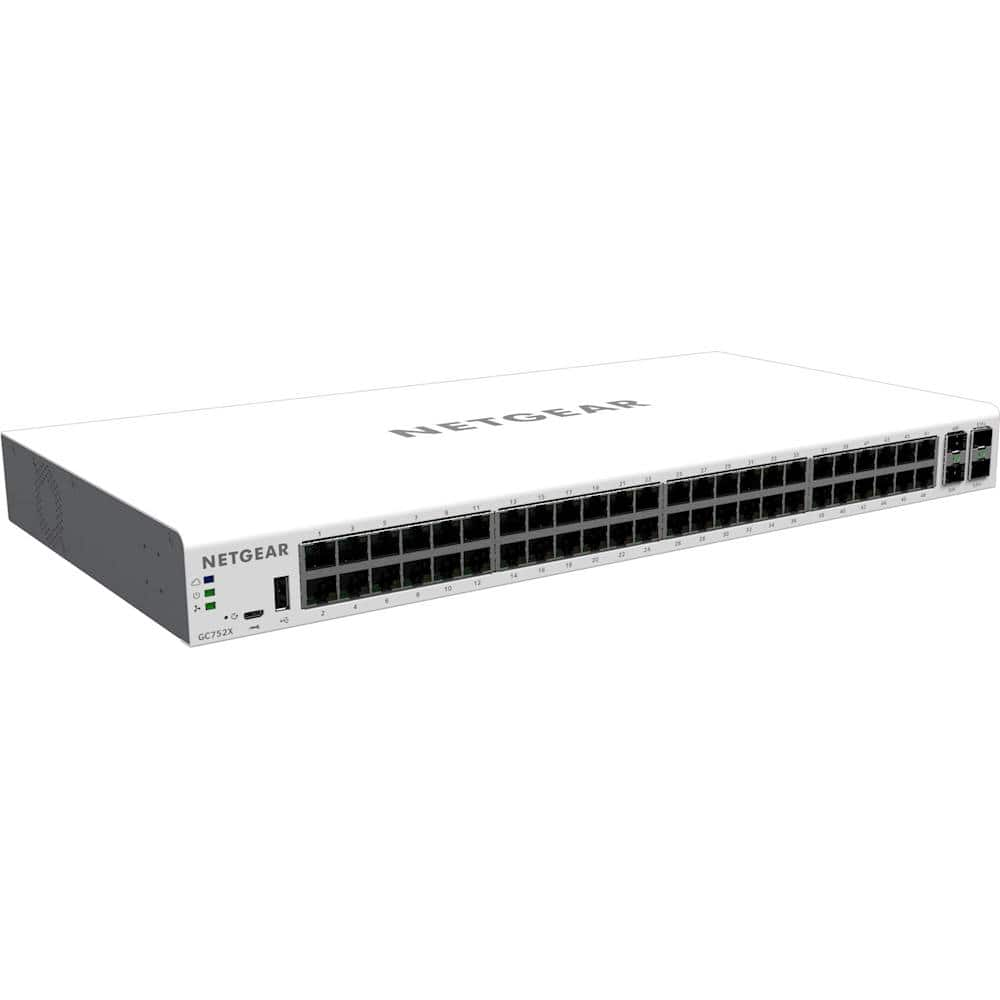 Angle View: NETGEAR - 52-Port 10/100/1000 Gigabit Ethernet Insight Managed Smart Cloud Switch