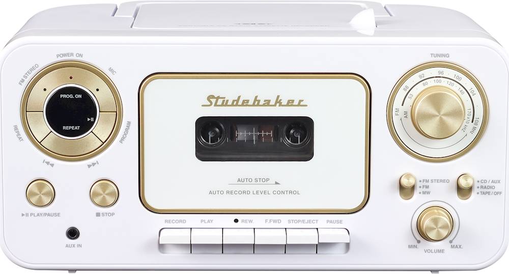 Studebaker CD-RW/CD-R Boombox with AM/FM Radio White SB2135WG - Best Buy