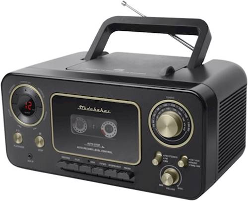 Left View: Studebaker - CD-RW/CD-R Boombox with AM/FM Radio - Black