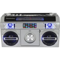 Studebaker - Retro Street Boombox with AM/FM Radio - Silver - Front_Zoom