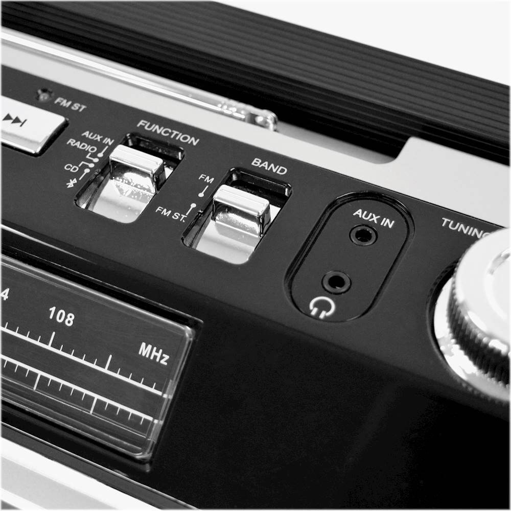 Alt View 12. Studebaker - Bluetooth Boombox with FM Radio, CD Player, 10 watts RMS - Silver.