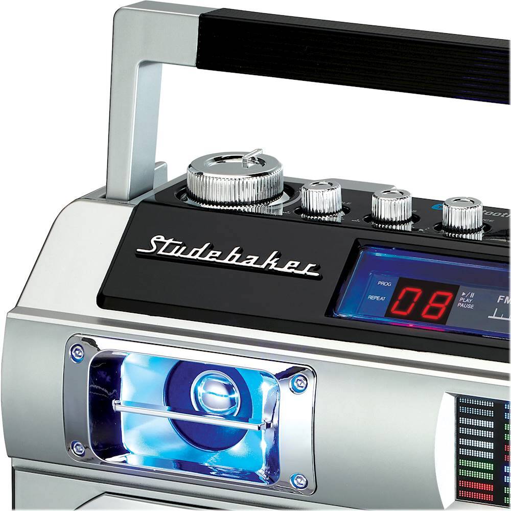 Alt View 14. Studebaker - Bluetooth Boombox with FM Radio, CD Player, 10 watts RMS - Silver.