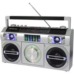 Studebaker - Master Blaster 5W RMS Boombox with AM/FM Radio - Silver - Front_Zoom