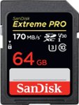Front. SanDisk - Extreme PRO 64GB SDXC UHS-I Memory Card - Black.