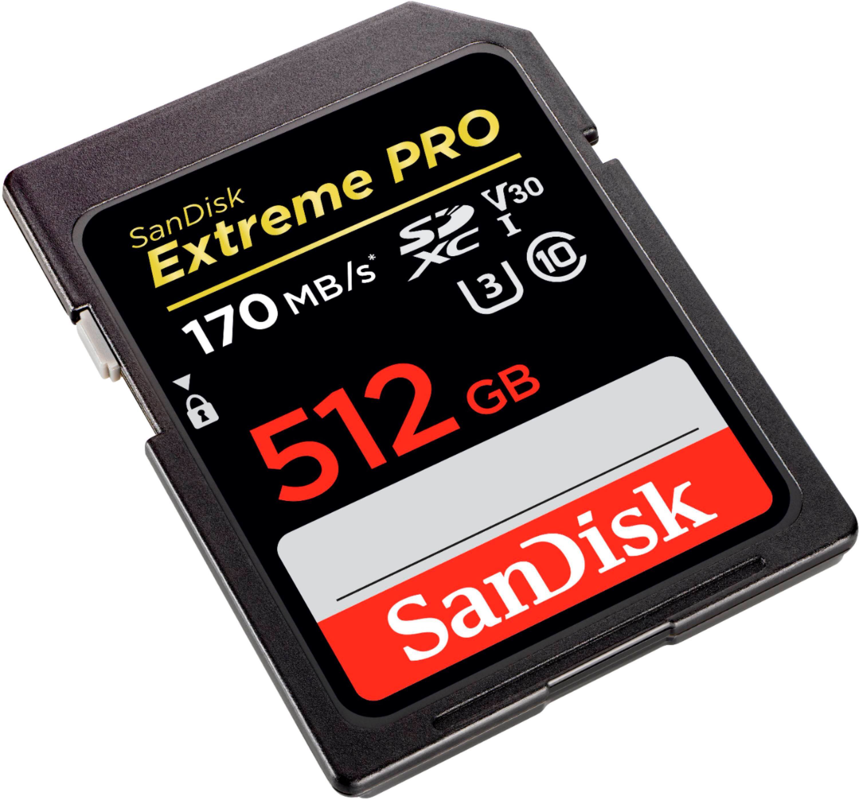 Alt View 12. SanDisk - Extreme PRO 512GB SDXC UHS-I Memory Card - Black.